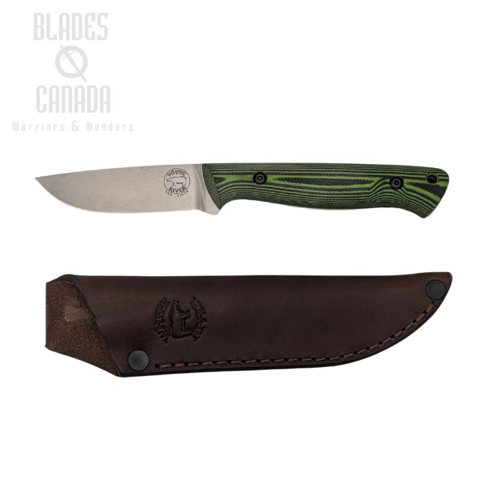 White River Jason Fry Utility Hunter Fixed Knife, S35VN, Green & Black G10, Leather Sheath